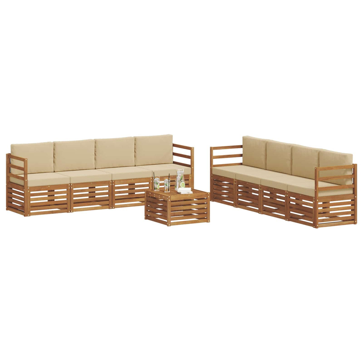 Set vanjskih sofa 9 kom. Prirodna i bež