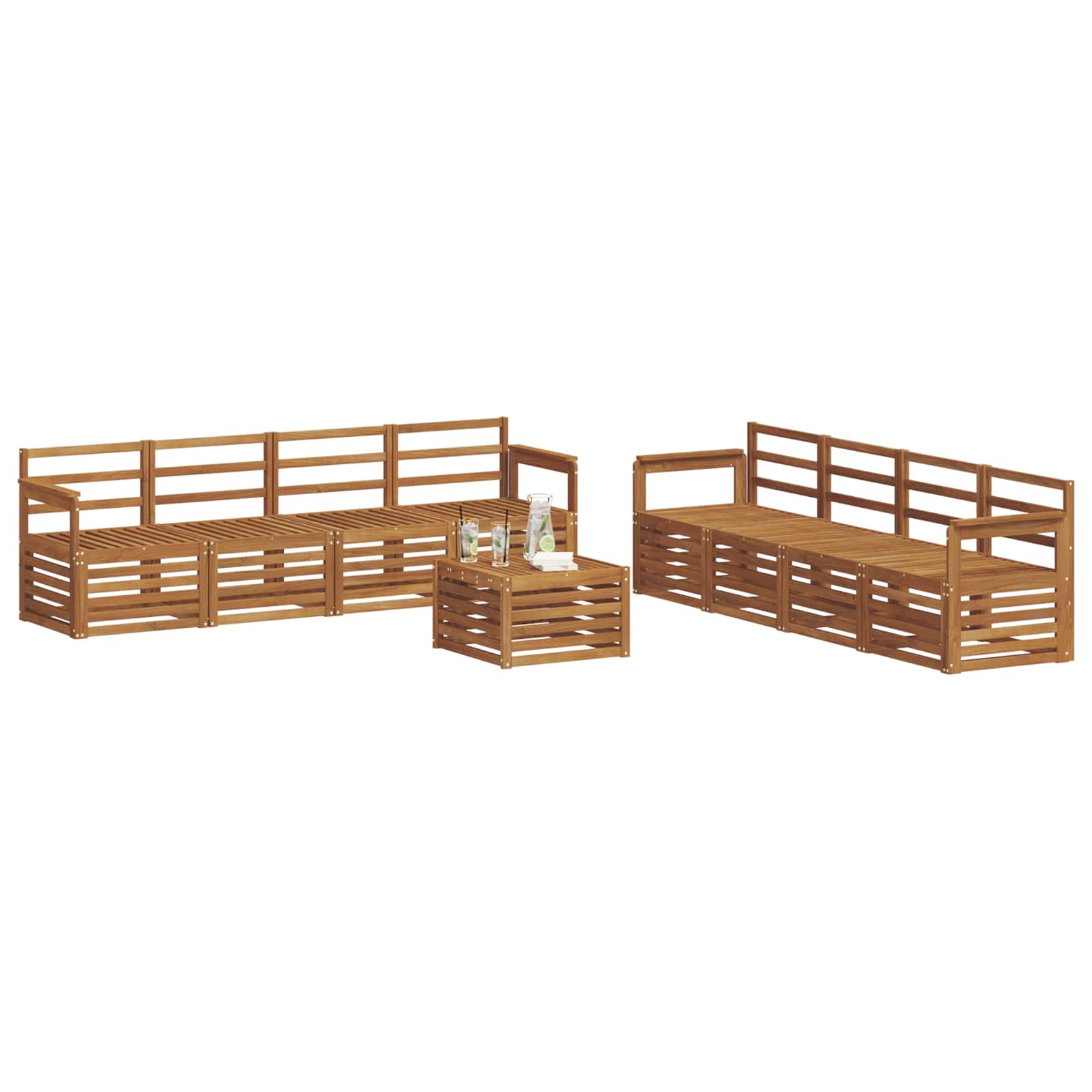 Setovi sofa 9 pcs Prirodna Čvrsto drvo akacije