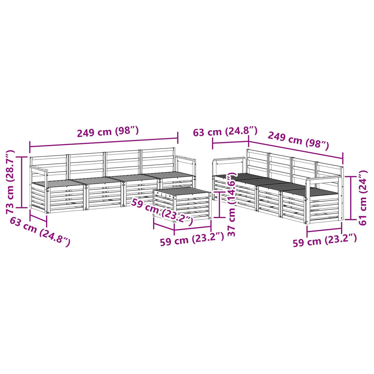 Setovi sofa 9 pcs Prirodna Čvrsto drvo akacije