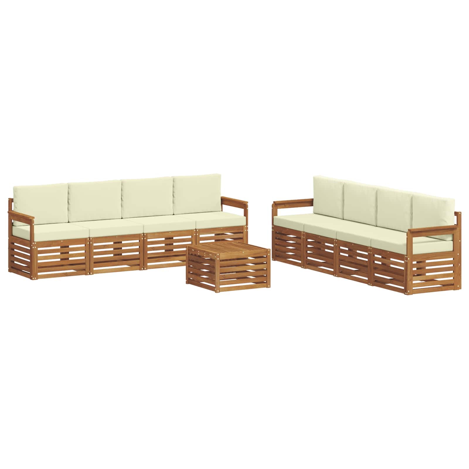 Setovi sofa 9 pcs Prirodna i krem Čvrsto drvo akacije