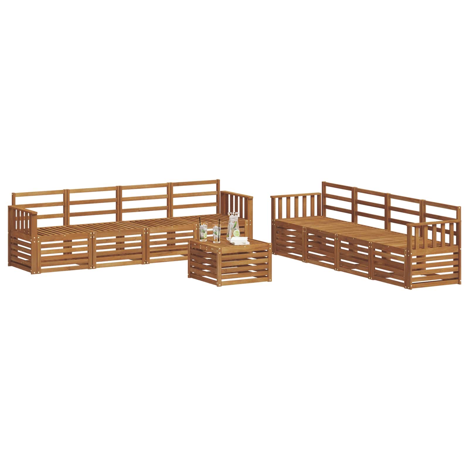 Setovi sofa 9 pcs Prirodna Čvrsto drvo akacije