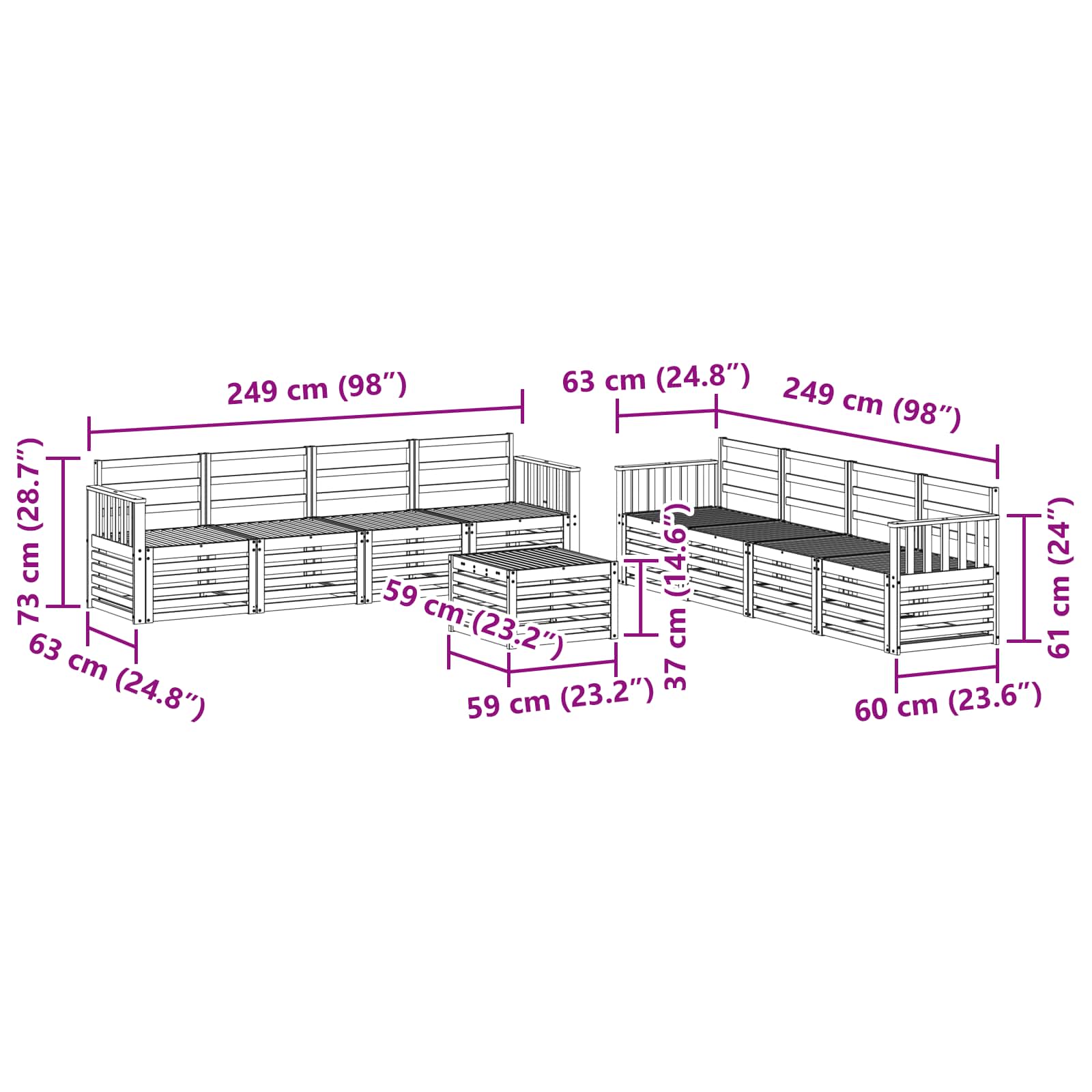 Setovi sofa 9 pcs Prirodna Čvrsto drvo akacije