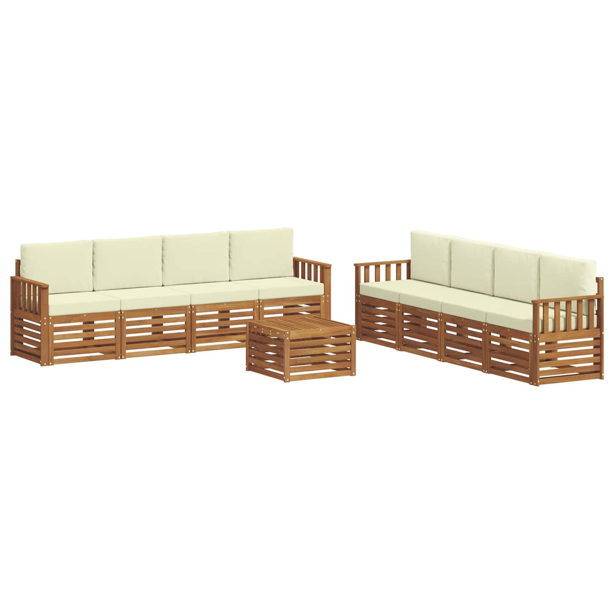 Setovi sofa 9 pcs Prirodna i krem Čvrsto drvo akacije