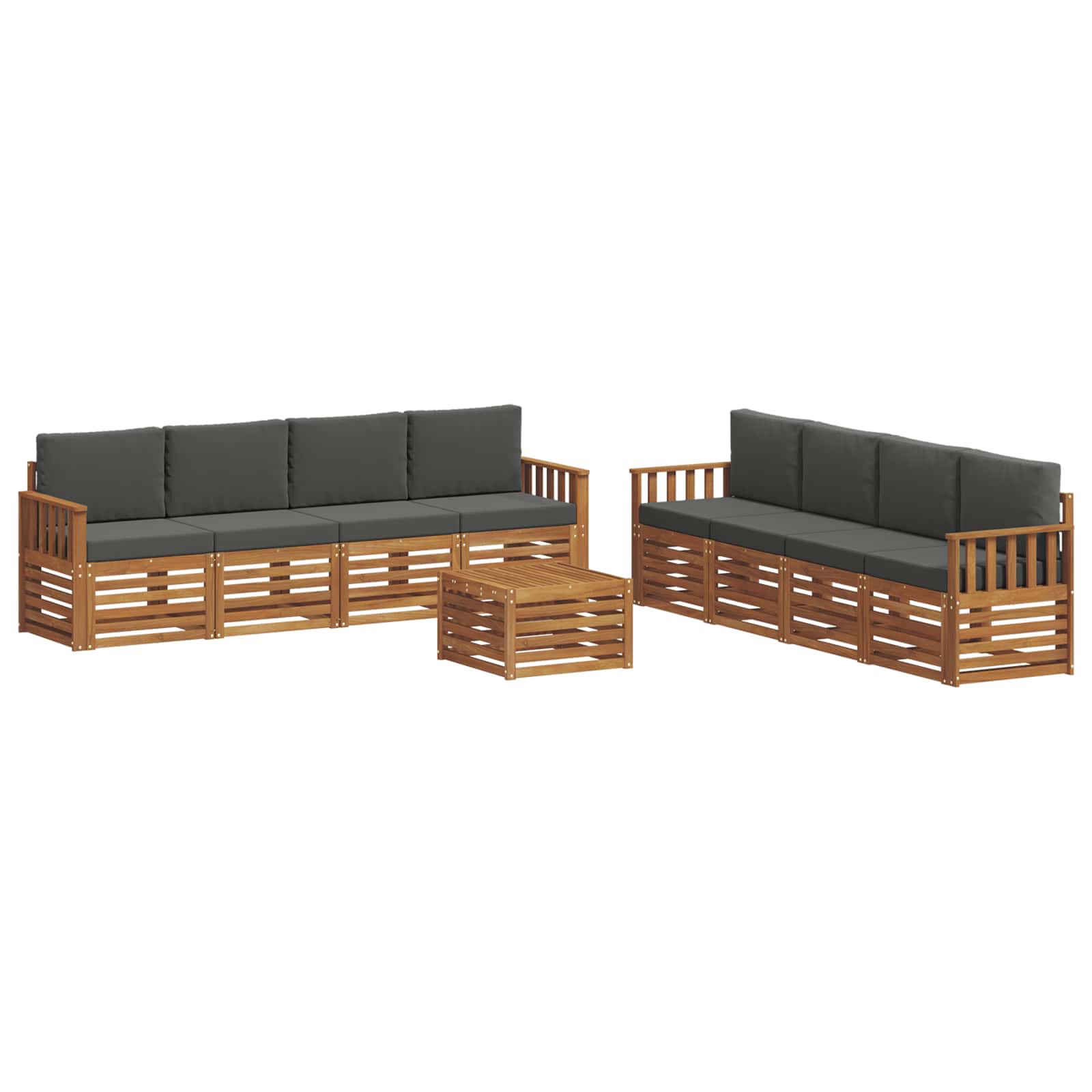 Setovi sofa 9 pcs Prirodna i antracit Čvrsto drvo akacije