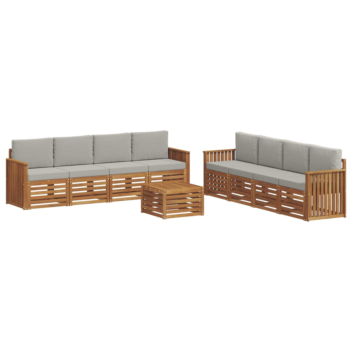 Set vanjskih sofa 9 kom. Prirodna i svjetlosiva