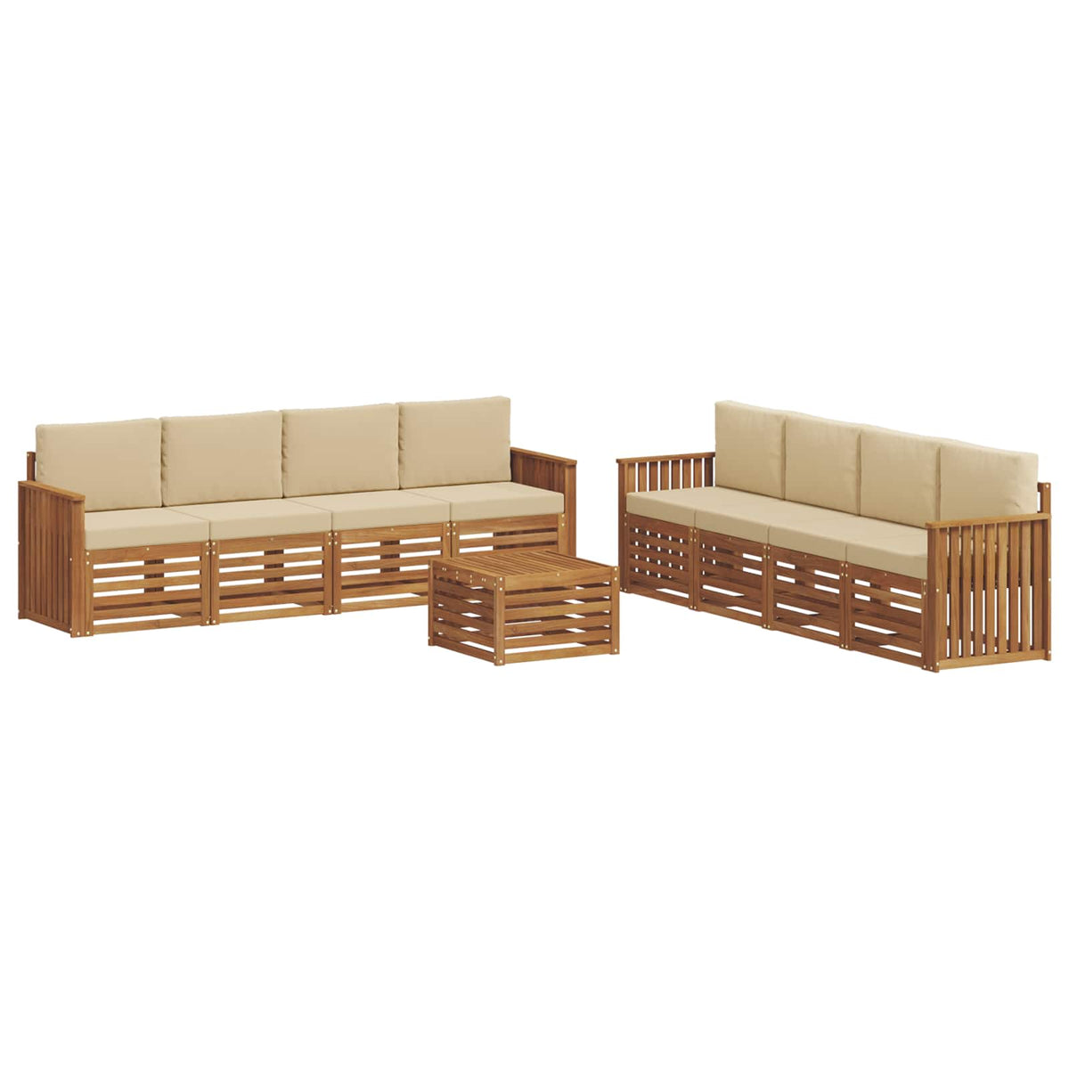 Set vanjskih sofa 9 kom. Prirodna i bež
