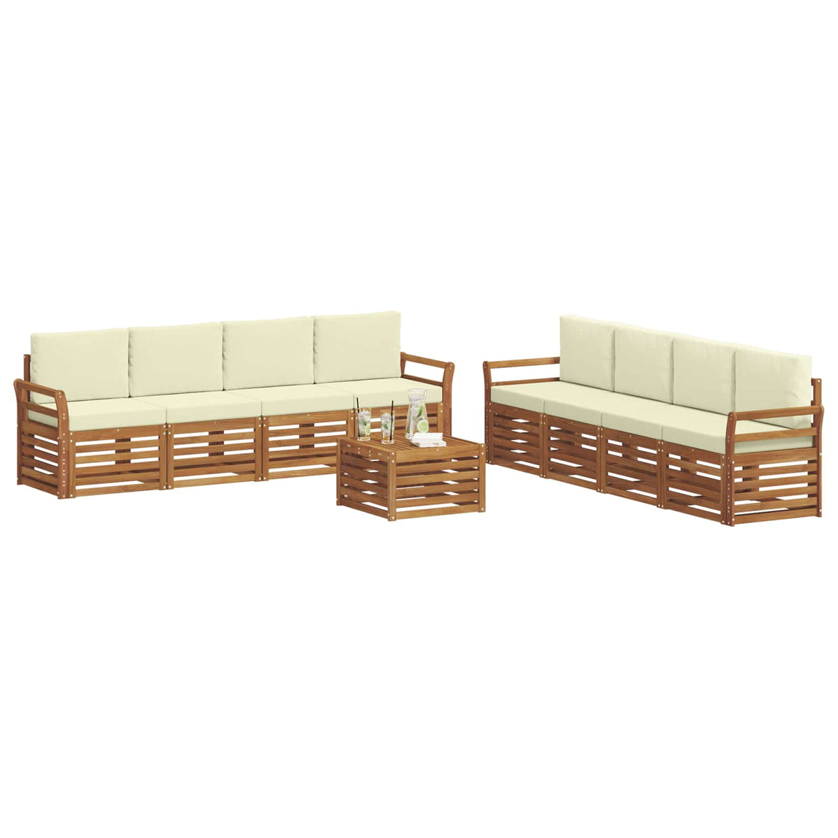Set vanjskih sofa 9 kom. Prirodna i krem