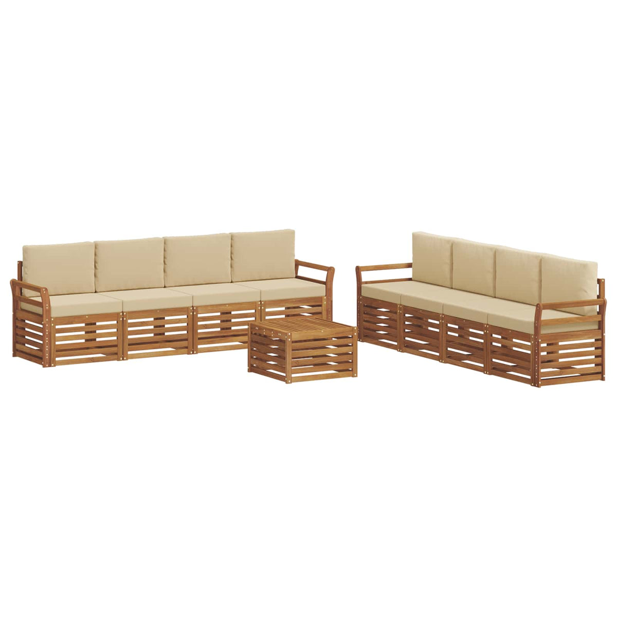 Set vanjskih sofa 9 kom. Prirodna i bež