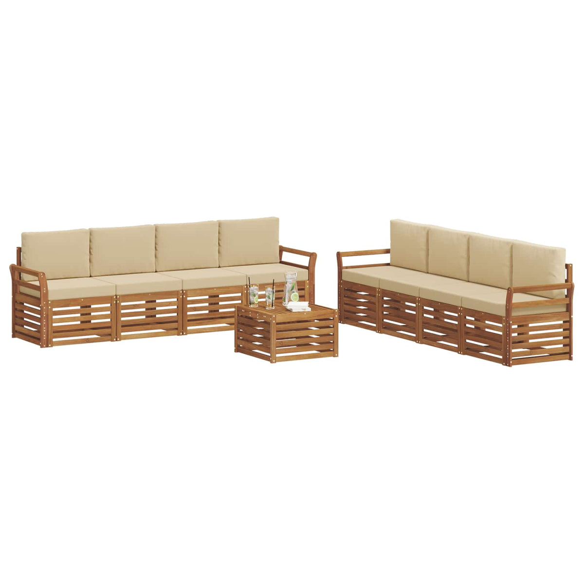 Set vanjskih sofa 9 kom. Prirodna i bež