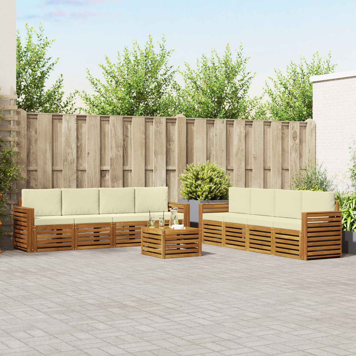 Set vanjskih sofa 9 kom. Prirodna i krem