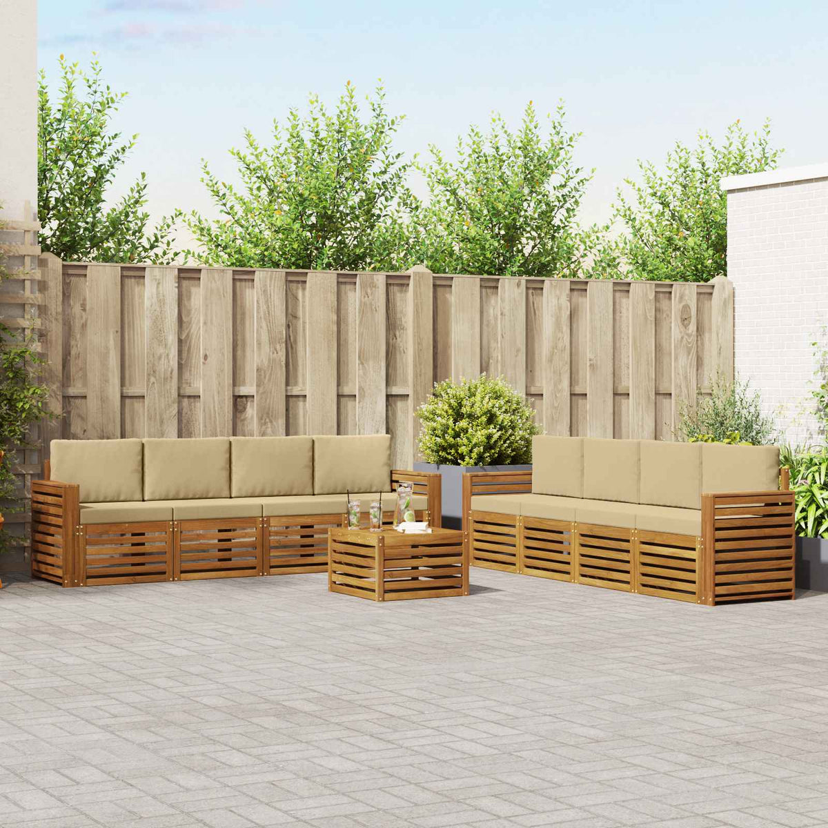 Set vanjskih sofa 9 kom. Prirodna i bež