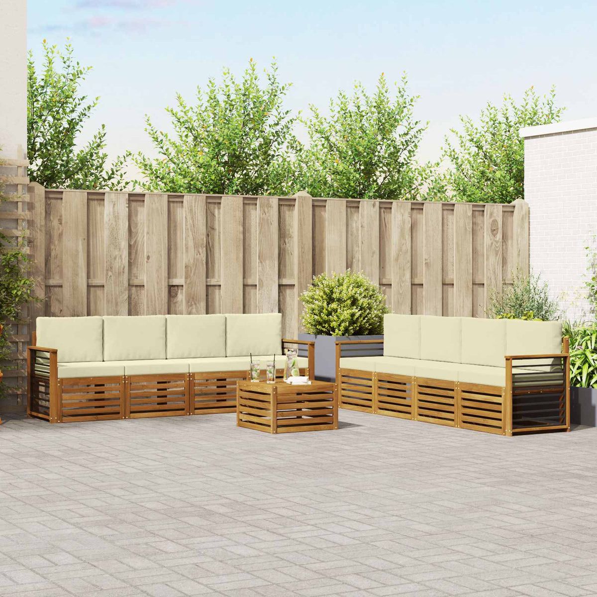 Set vanjskih sofa 9 kom. Prirodna i krem