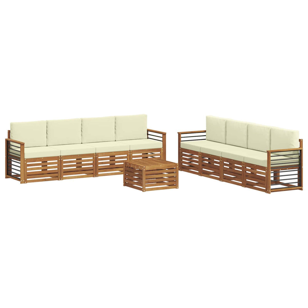 Set vanjskih sofa 9 kom. Prirodna i krem