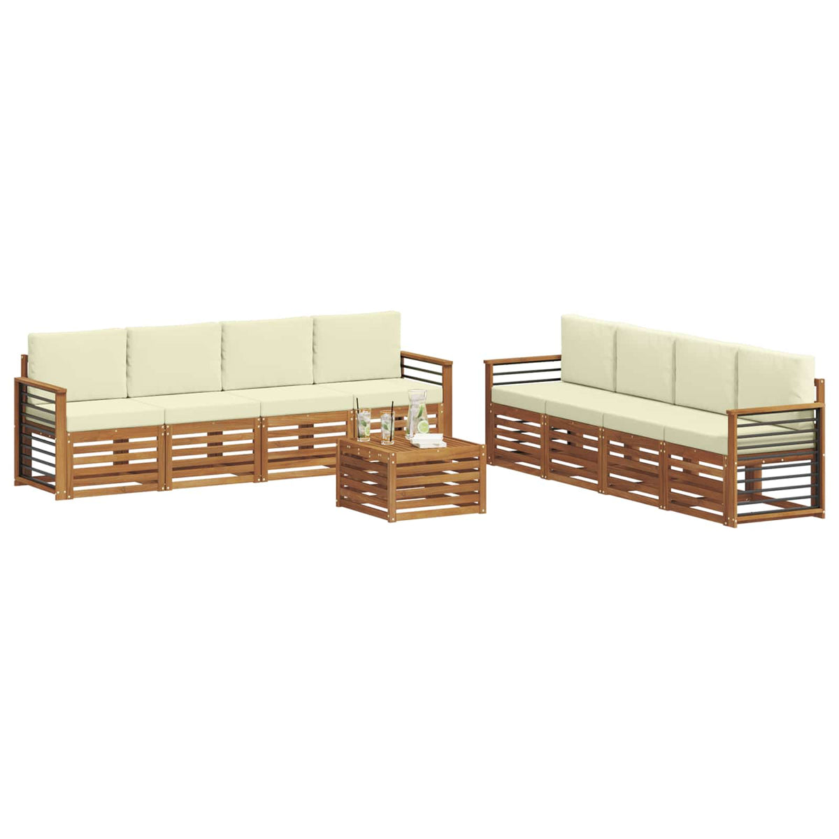 Set vanjskih sofa 9 kom. Prirodna i krem