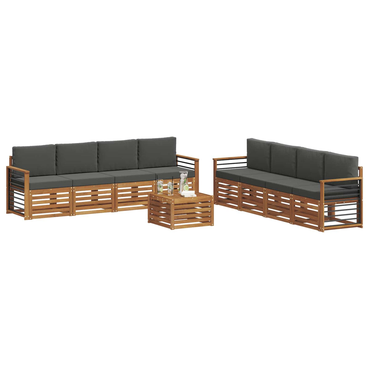 Set vanjskih sofa 9 kom. Prirodna i antracit