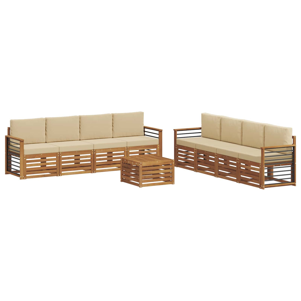 Set vanjskih sofa 9 kom. Prirodna i bež