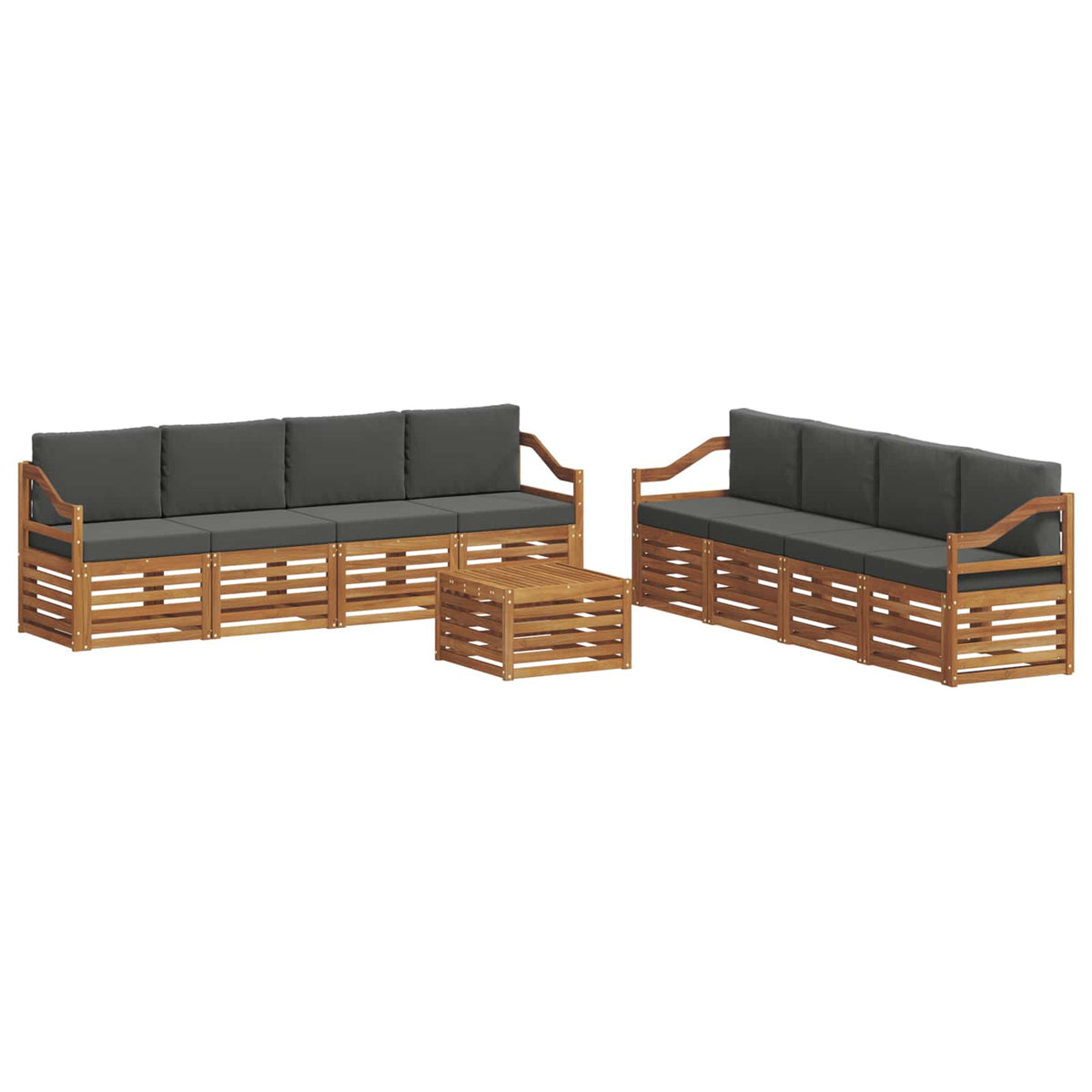 Set vanjskih sofa 9 kom. Prirodna i antracit