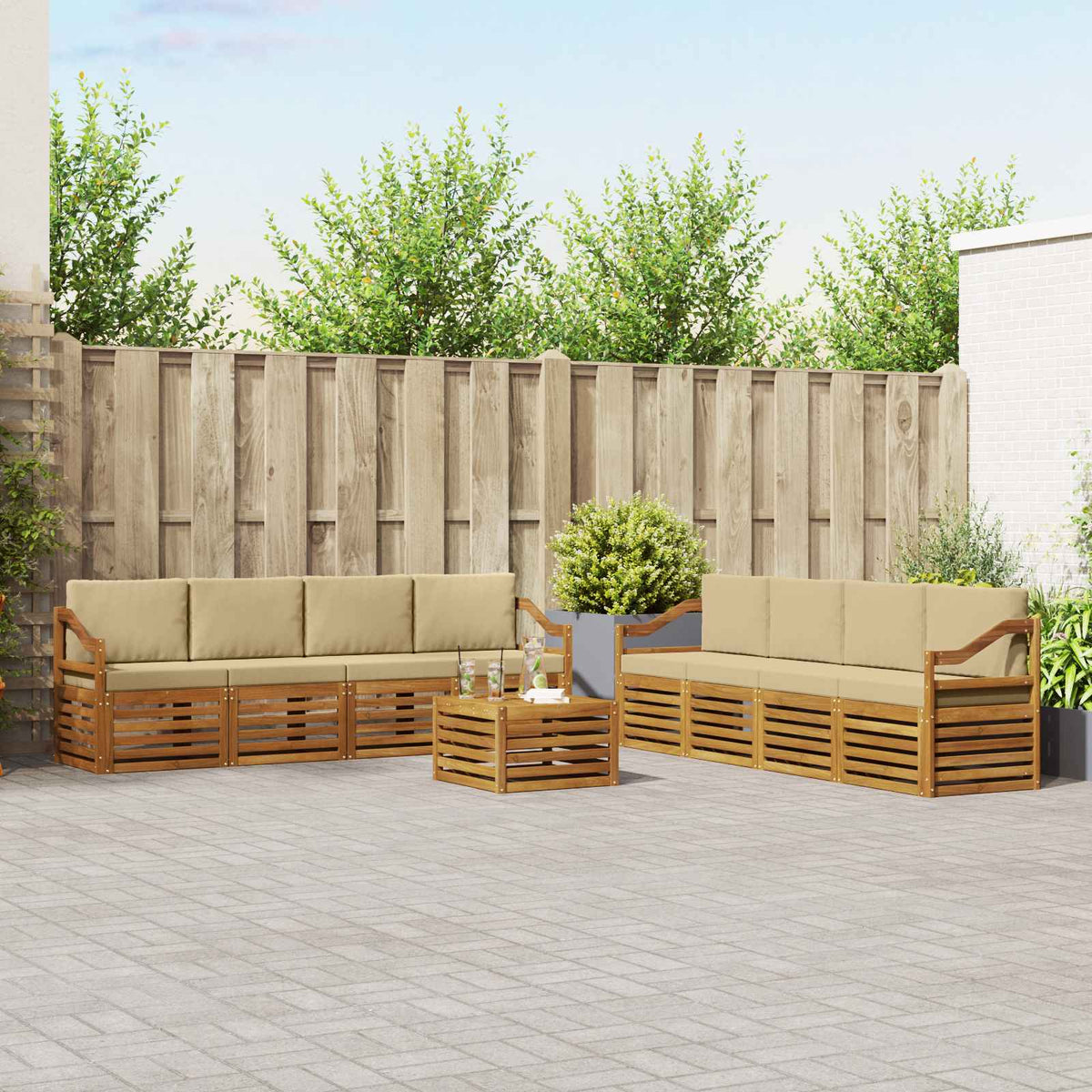 Set vanjskih sofa 9 kom. Prirodna i bež