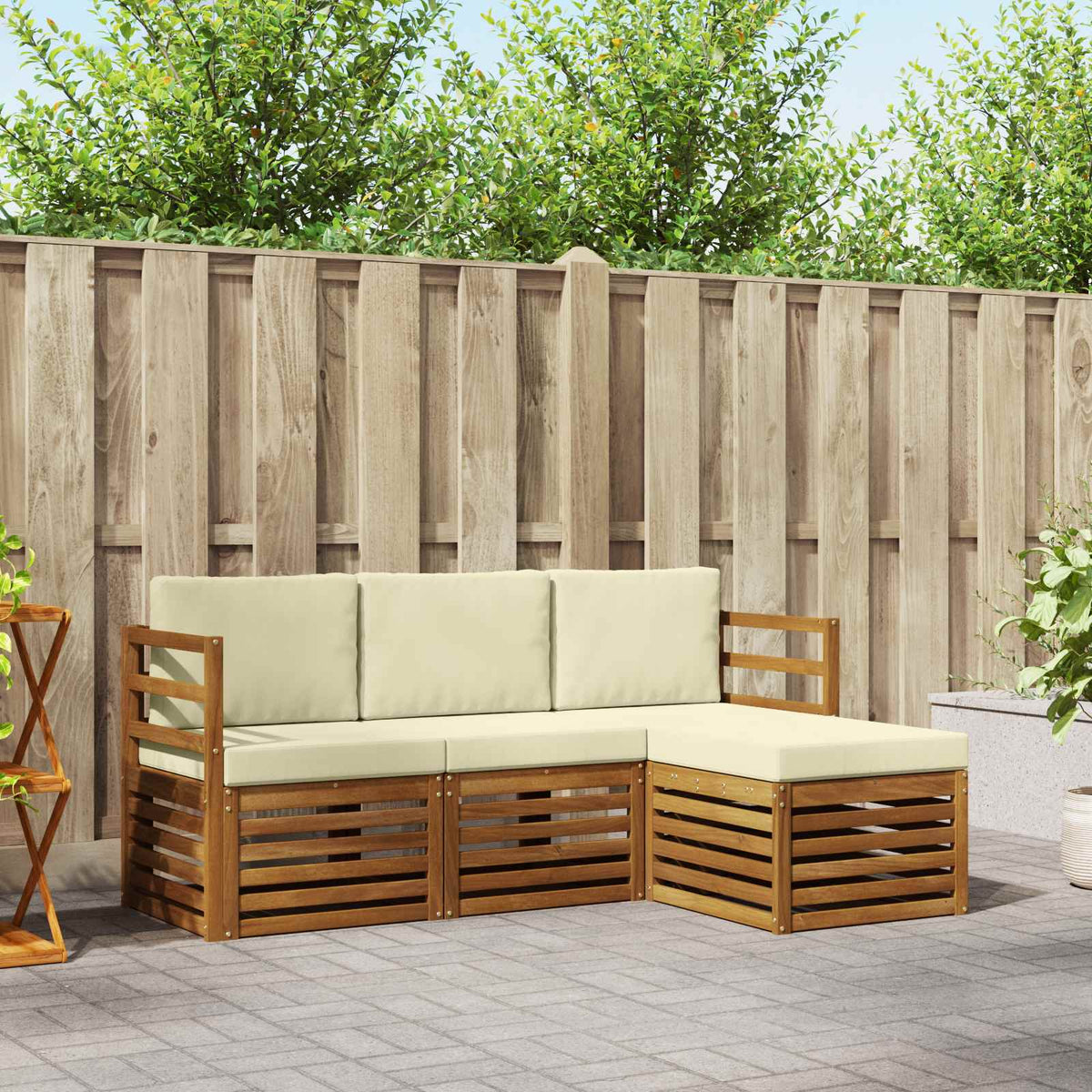 Set vanjskih sofa s jastukom 4 pcs Prirodna i krem