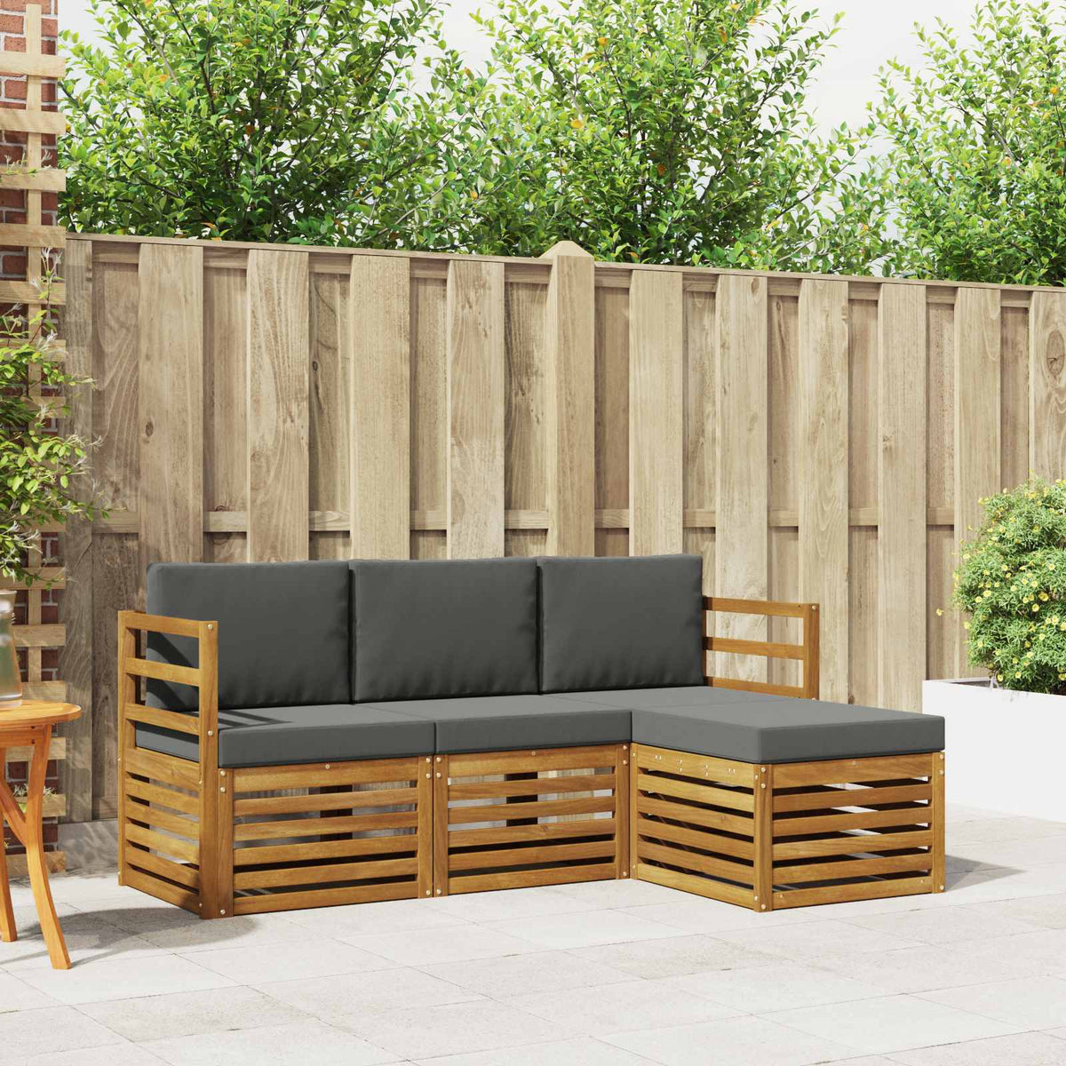Set vanjskih sofa s jastukom 4 pcs Prirodna i antracit