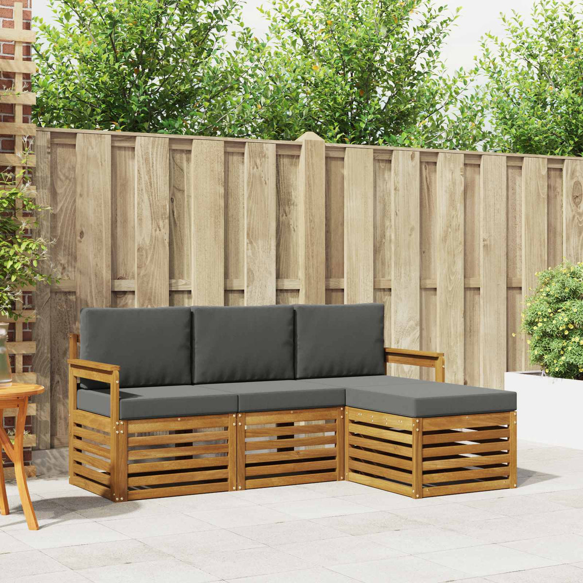 Set vanjskih sofa s jastukom 4 pcs Prirodna i antracit
