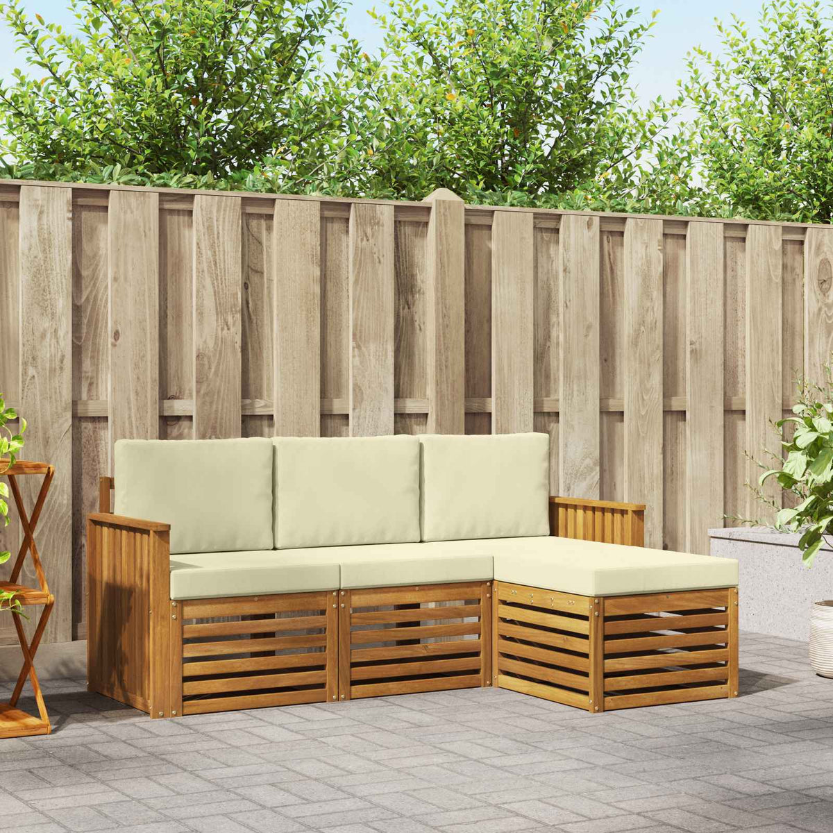 Set vanjskih sofa 4 kom. Prirodna i krem