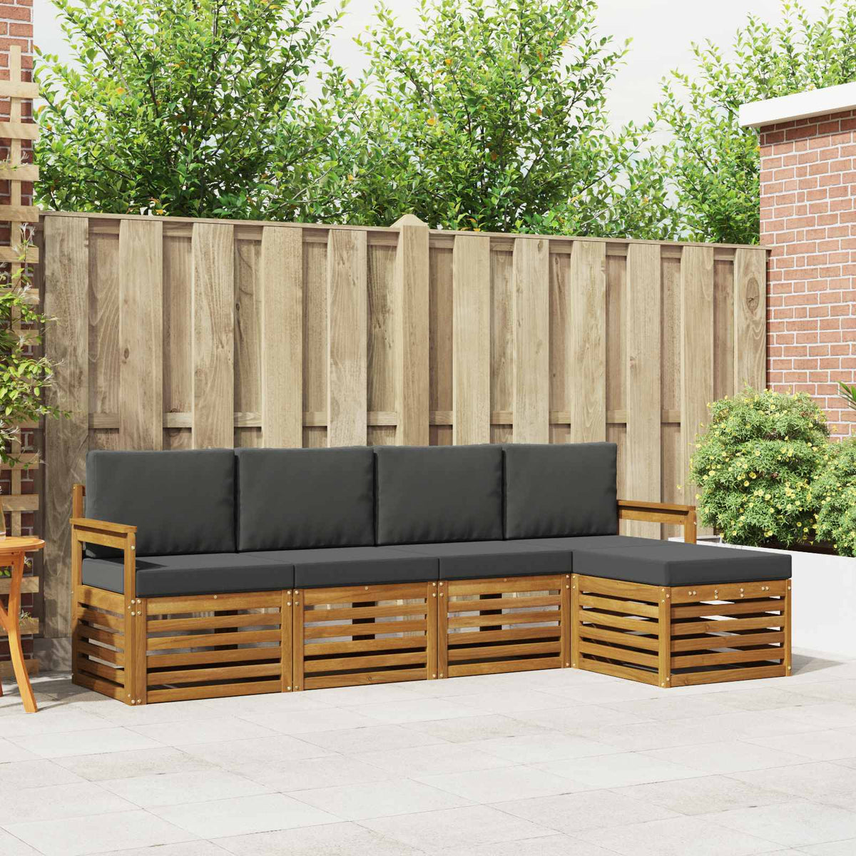 Set vanjskih sofa s jastukom 5 pcs Prirodna i antracit