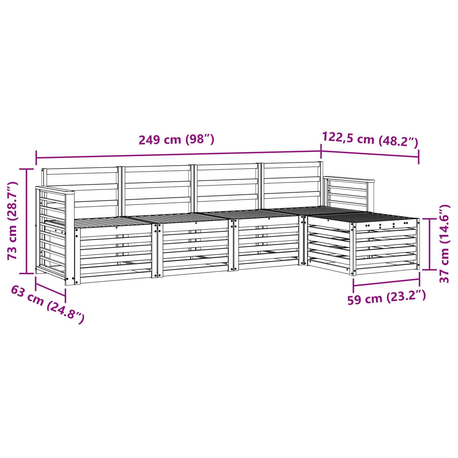 Setovi sofa 5 pcs Prirodna Čvrsto drvo akacije