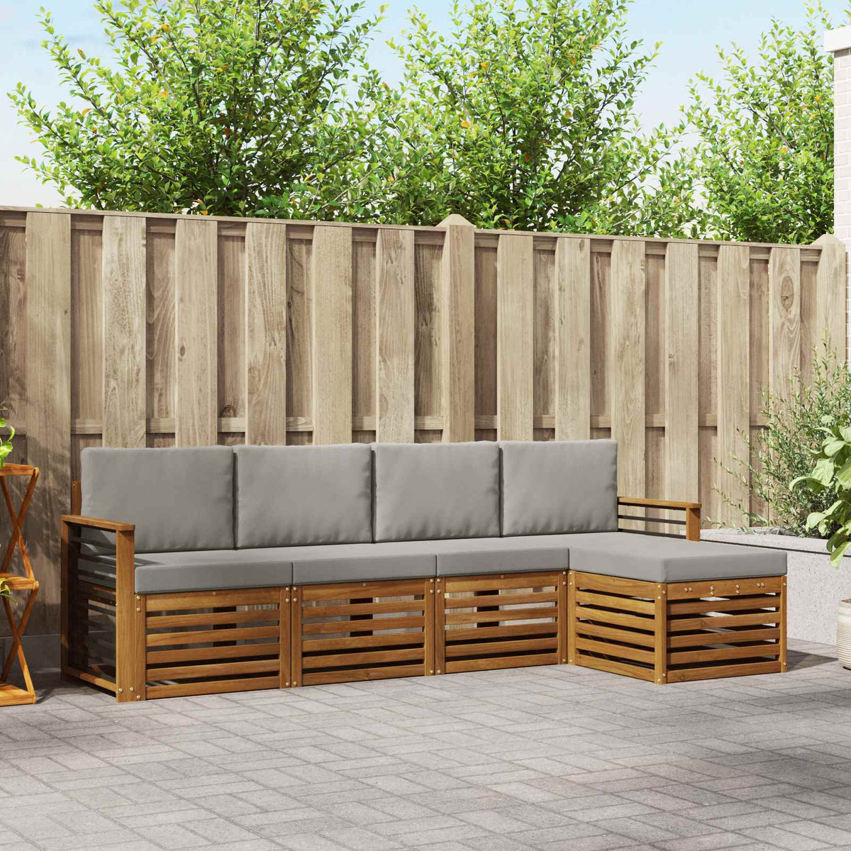 Set vanjskih sofa 5 kom. Prirodna i svijetlo siva