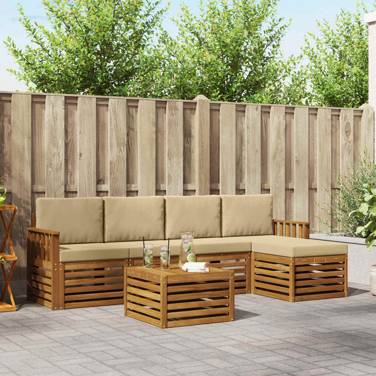 Set vanjskih sofa 6 kom. Prirodna i bež
