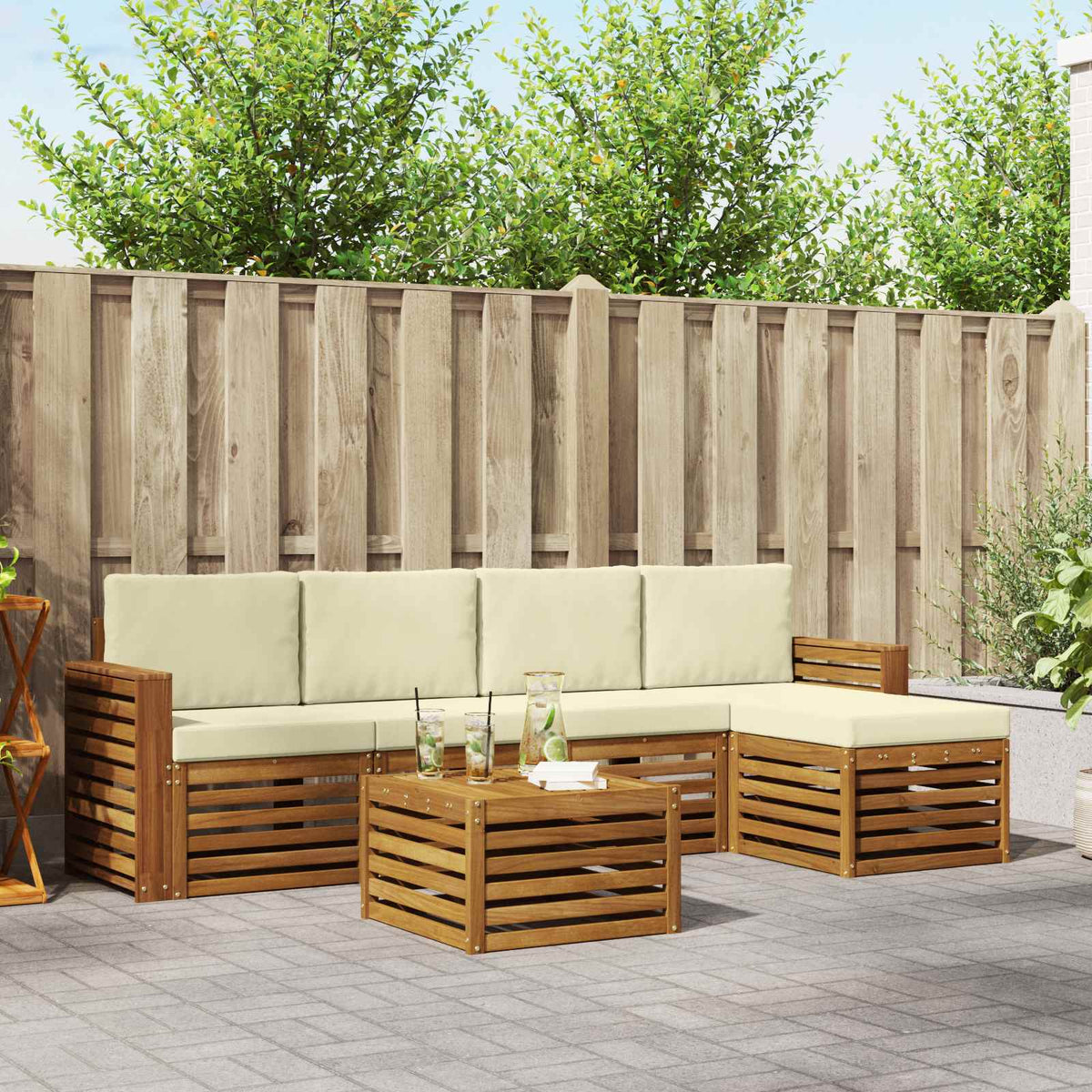 Set vanjskih sofa 6 kom. Prirodna i krem