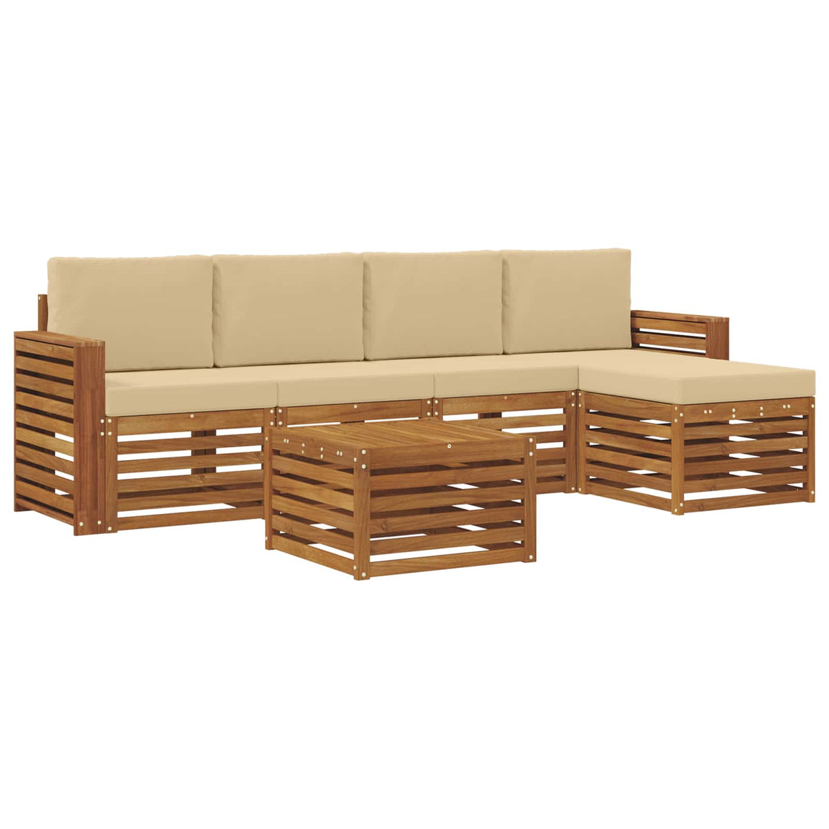 Set vanjskih sofa 6 kom. Prirodna i bež
