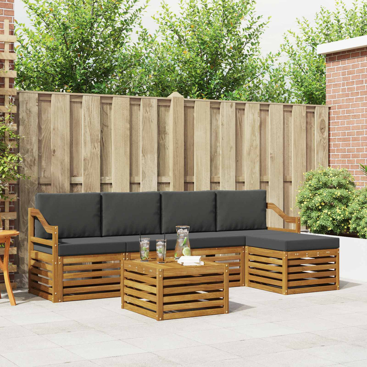 Set vanjskih sofa 6 kom. Prirodna i antracit
