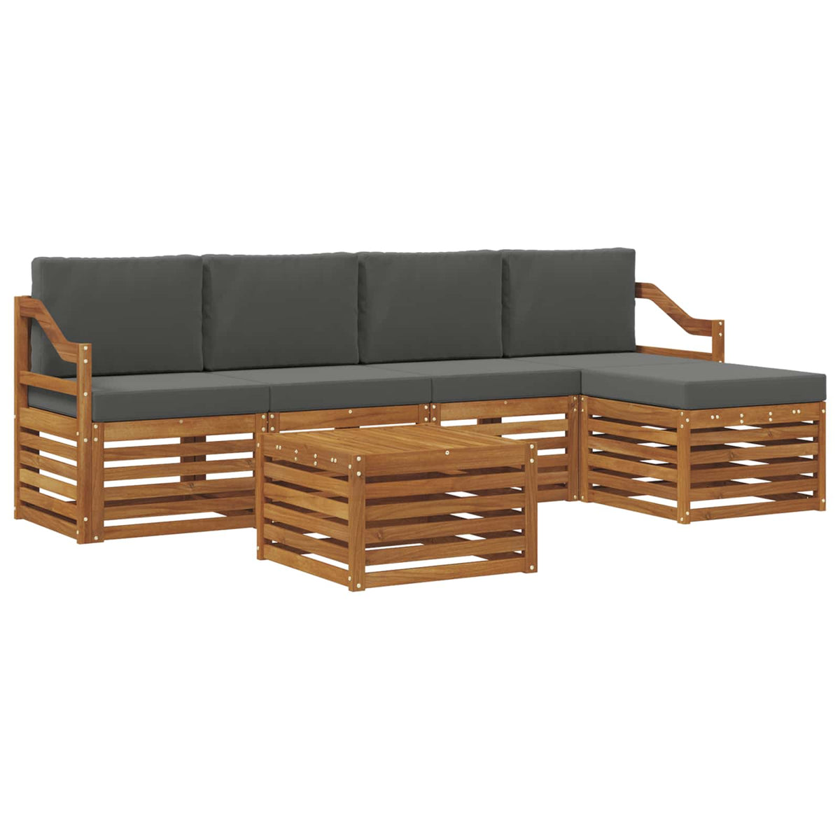 Set vanjskih sofa 6 kom. Prirodna i antracit