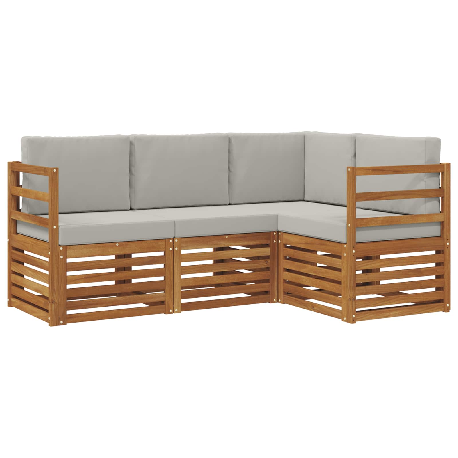 Setovi sofa 4 pcs Prirodna i svijetlo siva Čvrsto drvo akacije