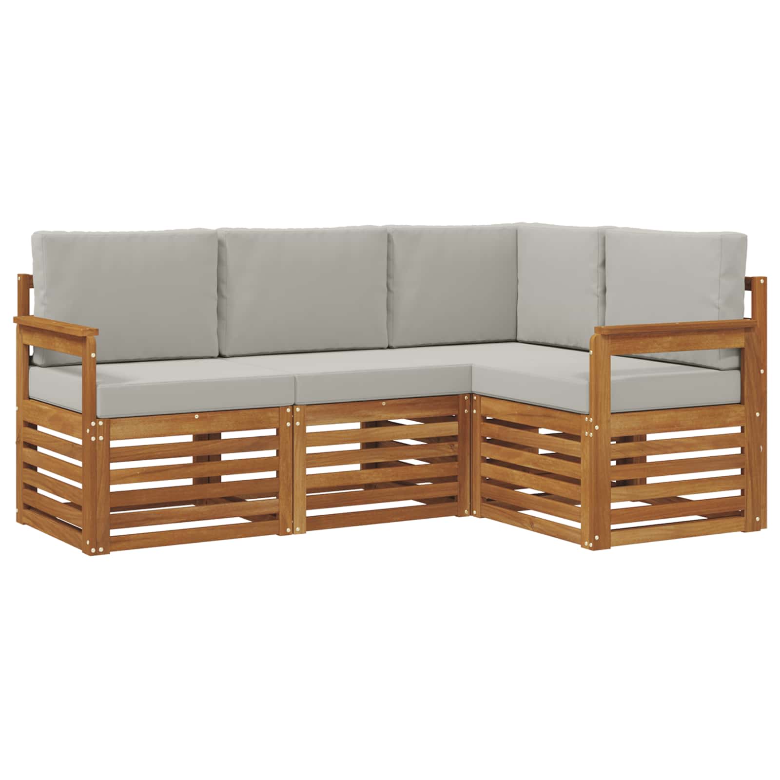 Setovi sofa 4 pcs Prirodna i svijetlo siva Čvrsto drvo akacije