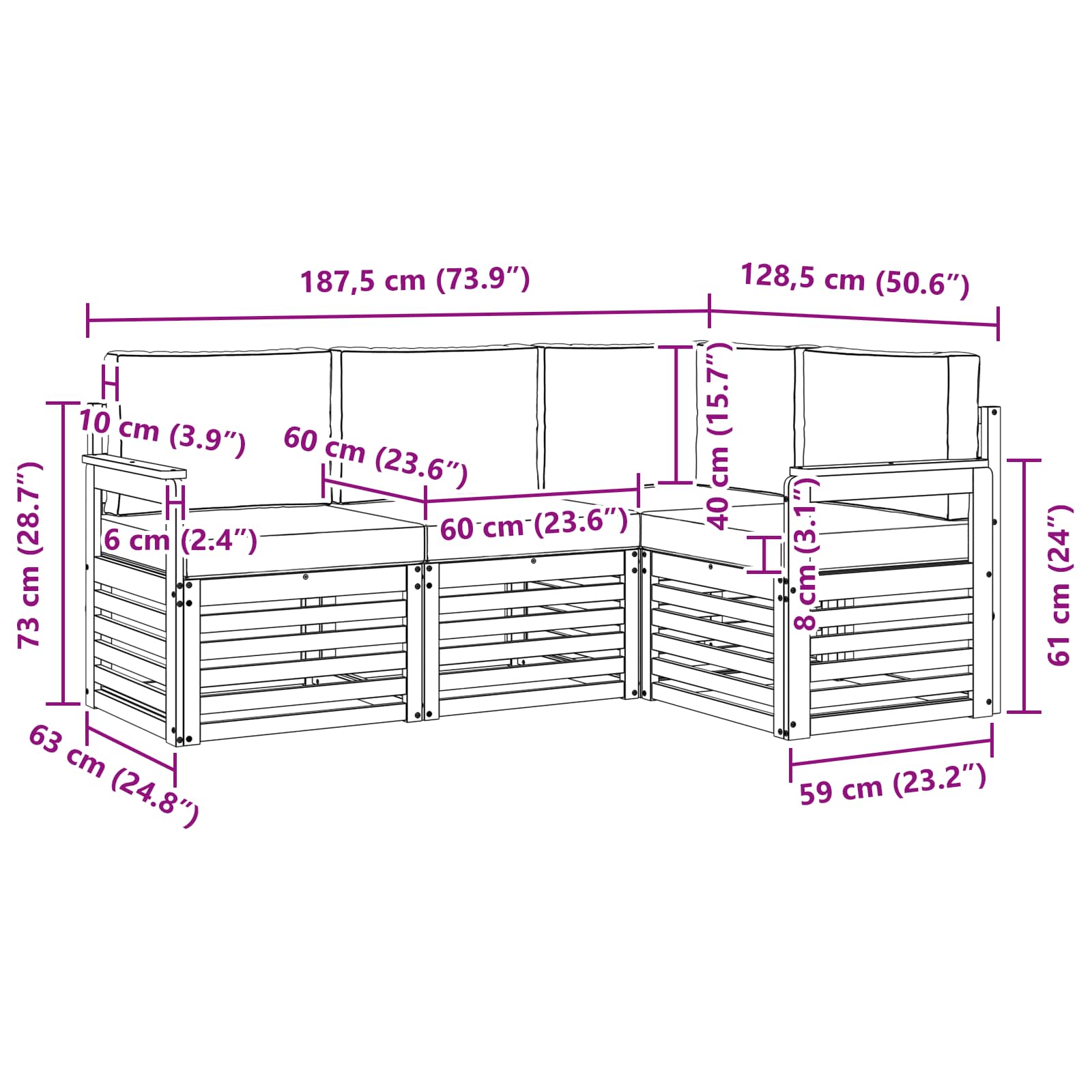 Setovi sofa 4 pcs Prirodna i svijetlo siva Čvrsto drvo akacije