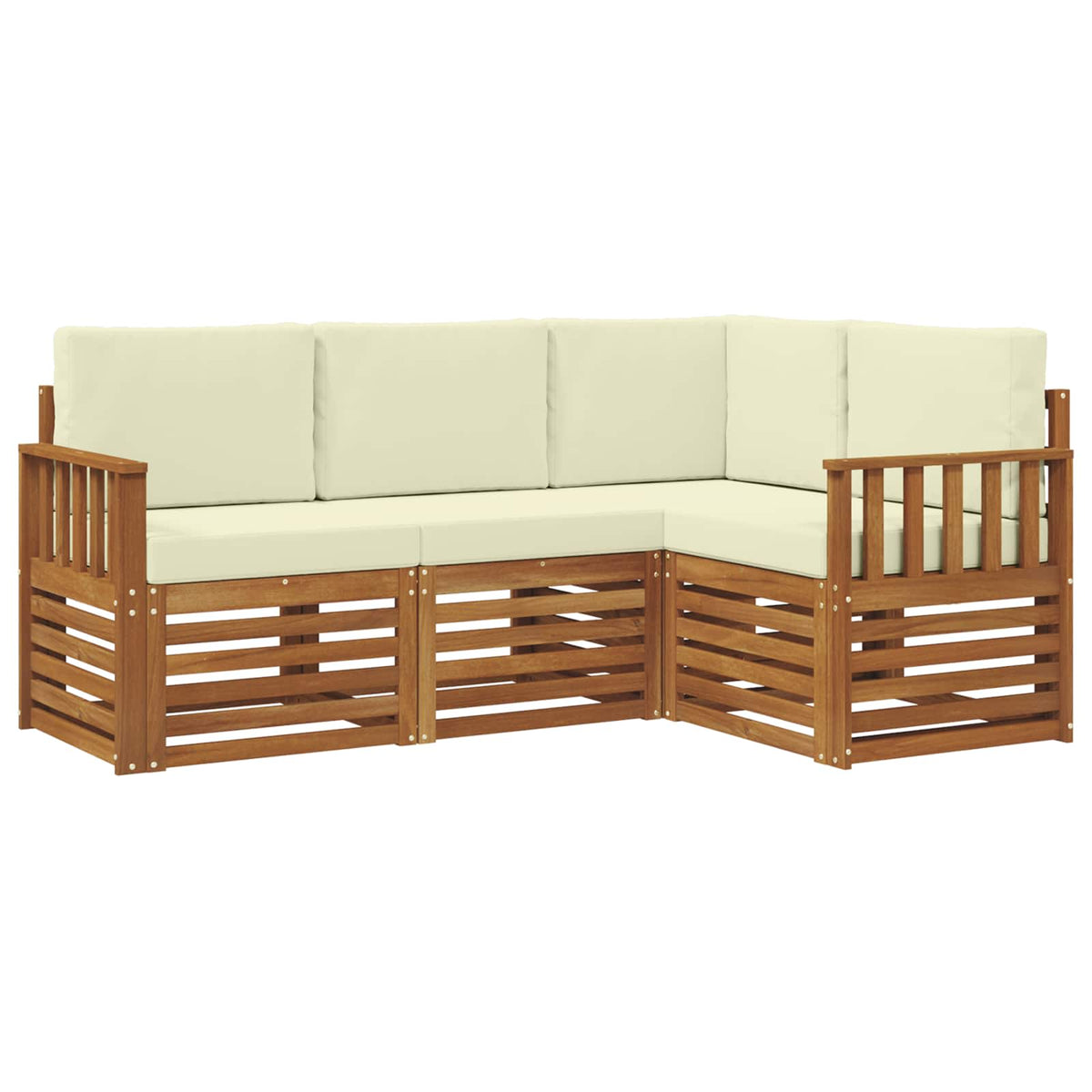 Setovi sofa 4 pcs Prirodna i krem Čvrsto drvo akacije