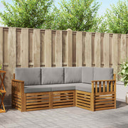 Setovi sofa 4 pcs Prirodna i svijetlo siva Čvrsto drvo akacije