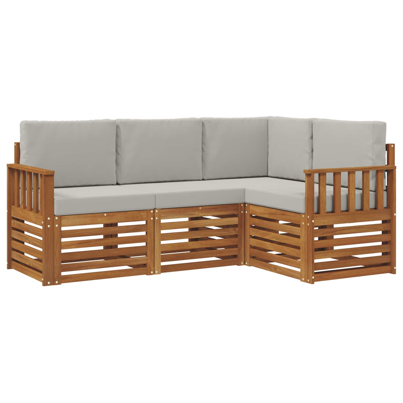 Setovi sofa 4 pcs Prirodna i svijetlo siva Čvrsto drvo akacije