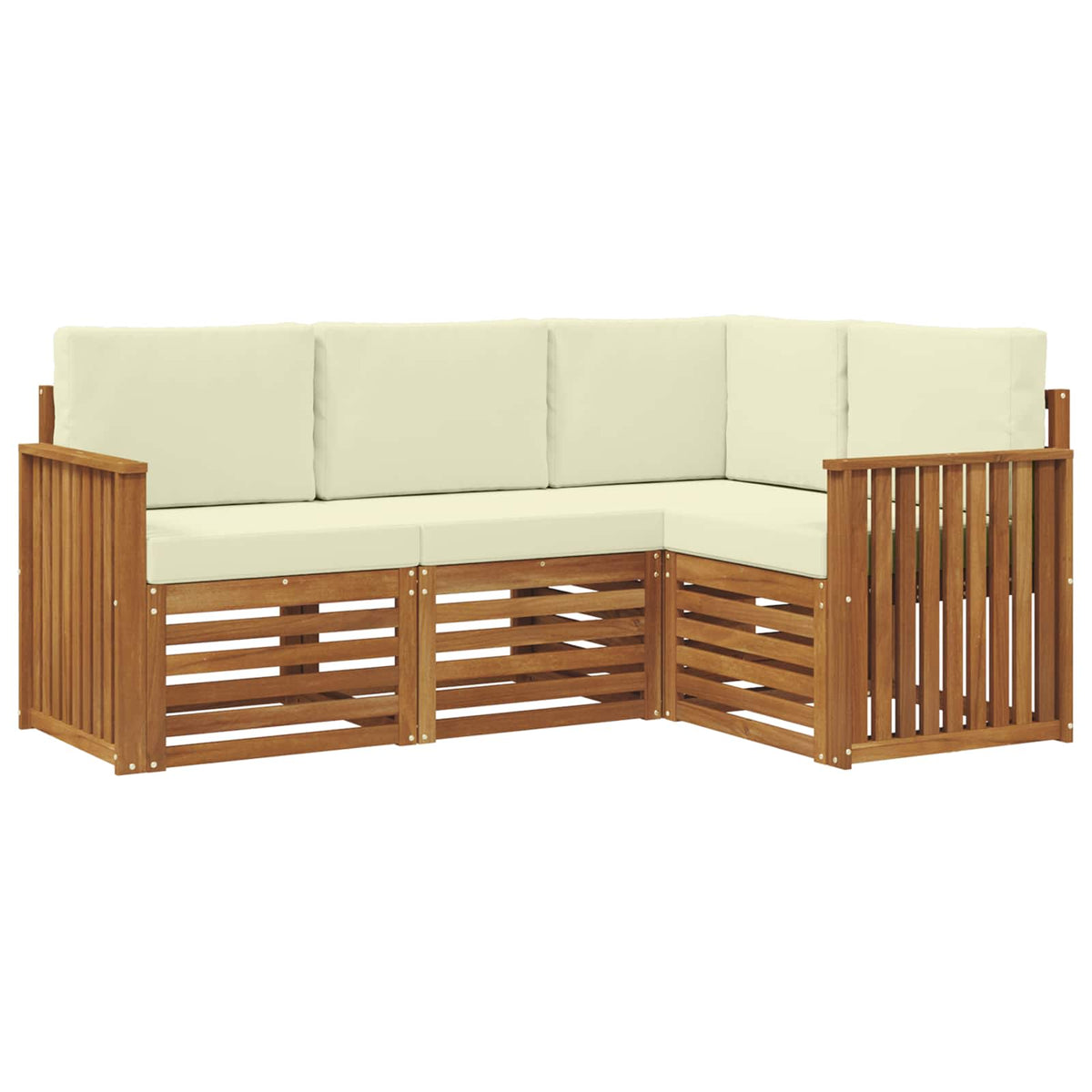 Setovi sofa 4 pcs Prirodna i krem Čvrsto drvo akacije