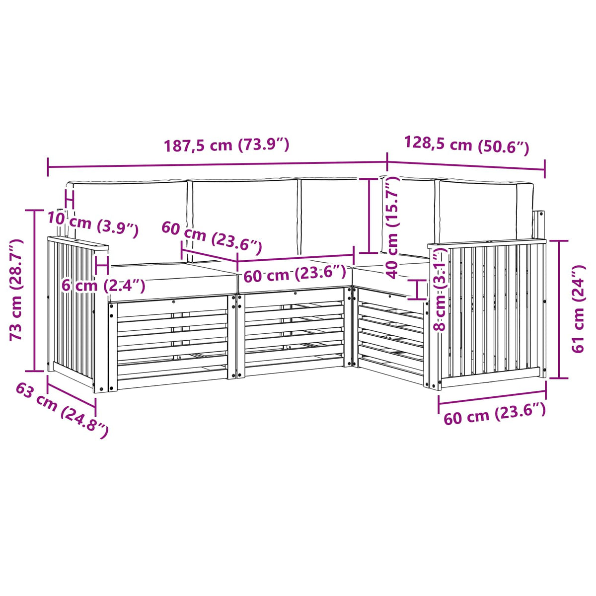 Setovi sofa 4 pcs Prirodna i krem Čvrsto drvo akacije