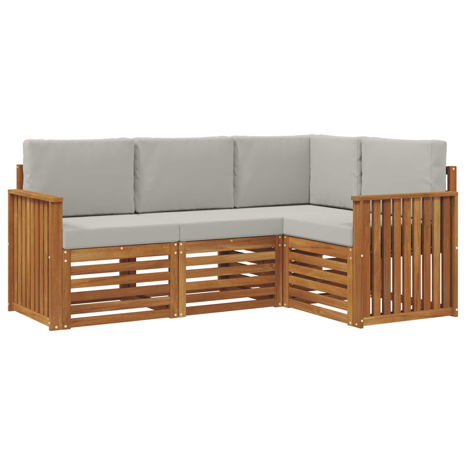 Setovi sofa 4 pcs Prirodna i svijetlo siva Čvrsto drvo akacije