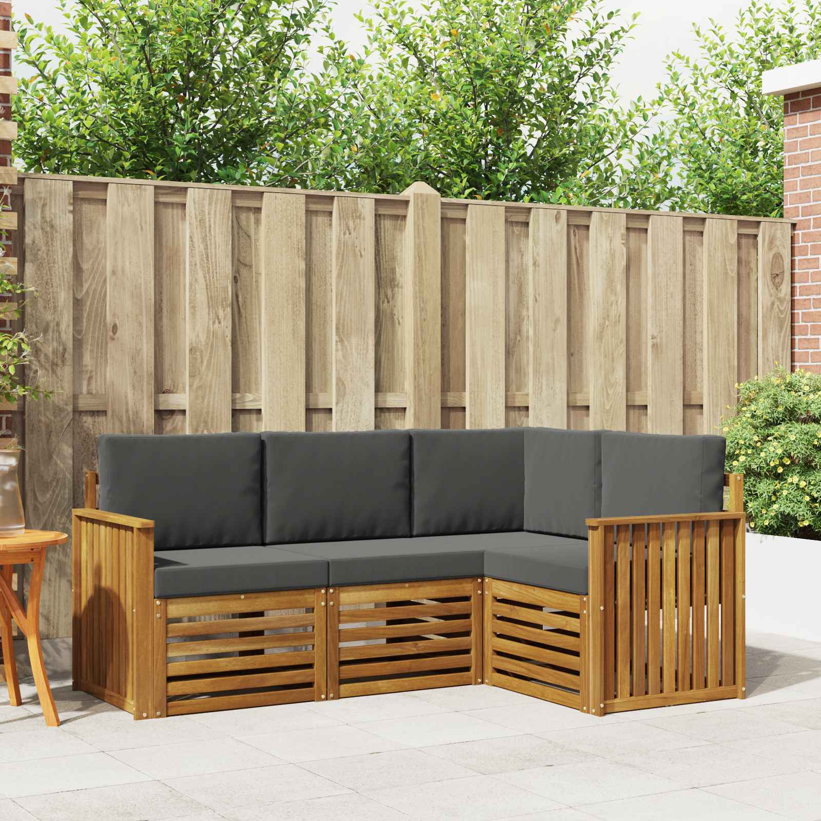 Setovi sofa 4 pcs Prirodna i antracit Čvrsto drvo akacije