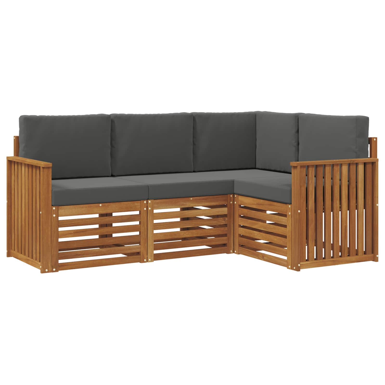 Setovi sofa 4 pcs Prirodna i antracit Čvrsto drvo akacije