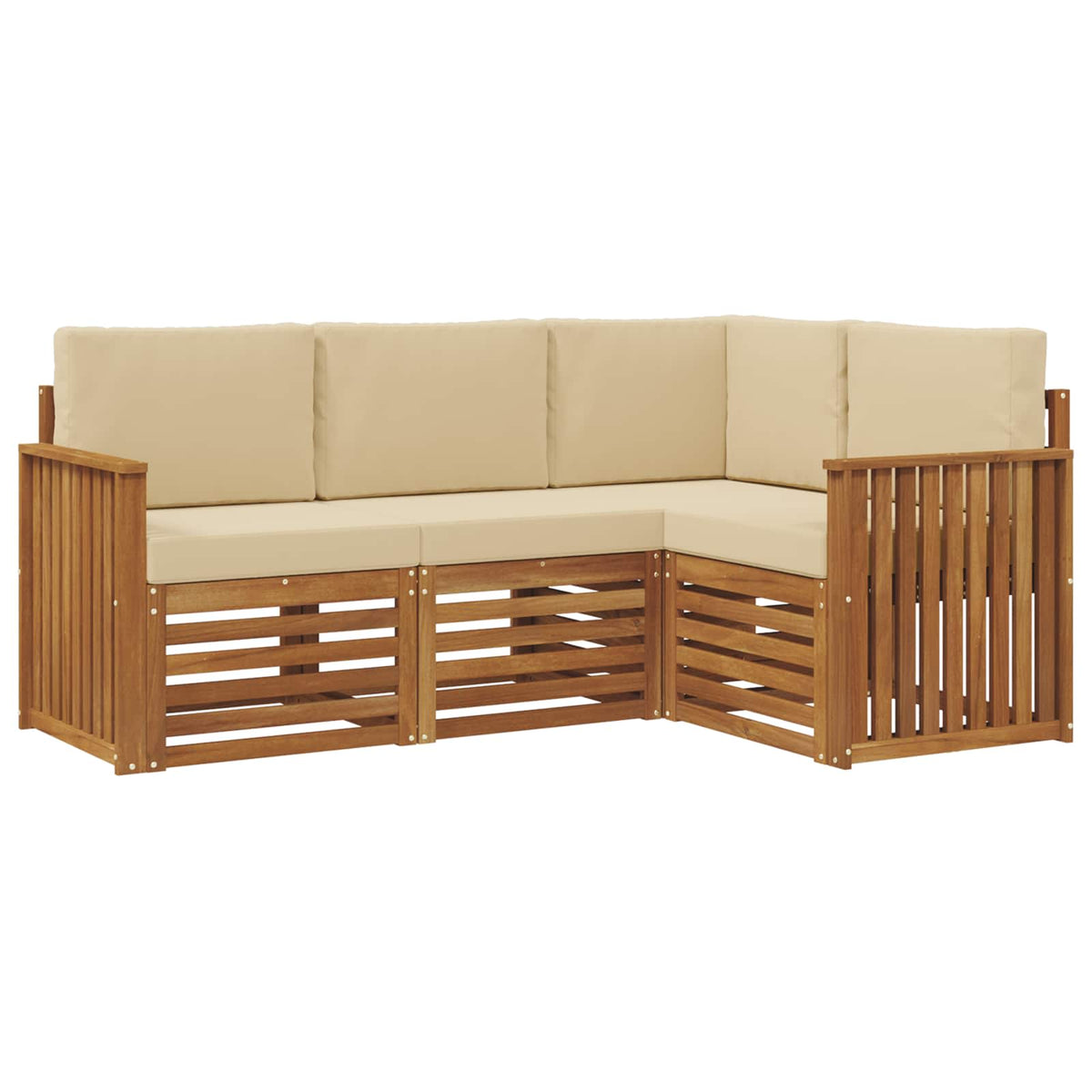 Setovi sofa s jastukom 4 pcs Prirodna i bež Čvrsto drvo akacije