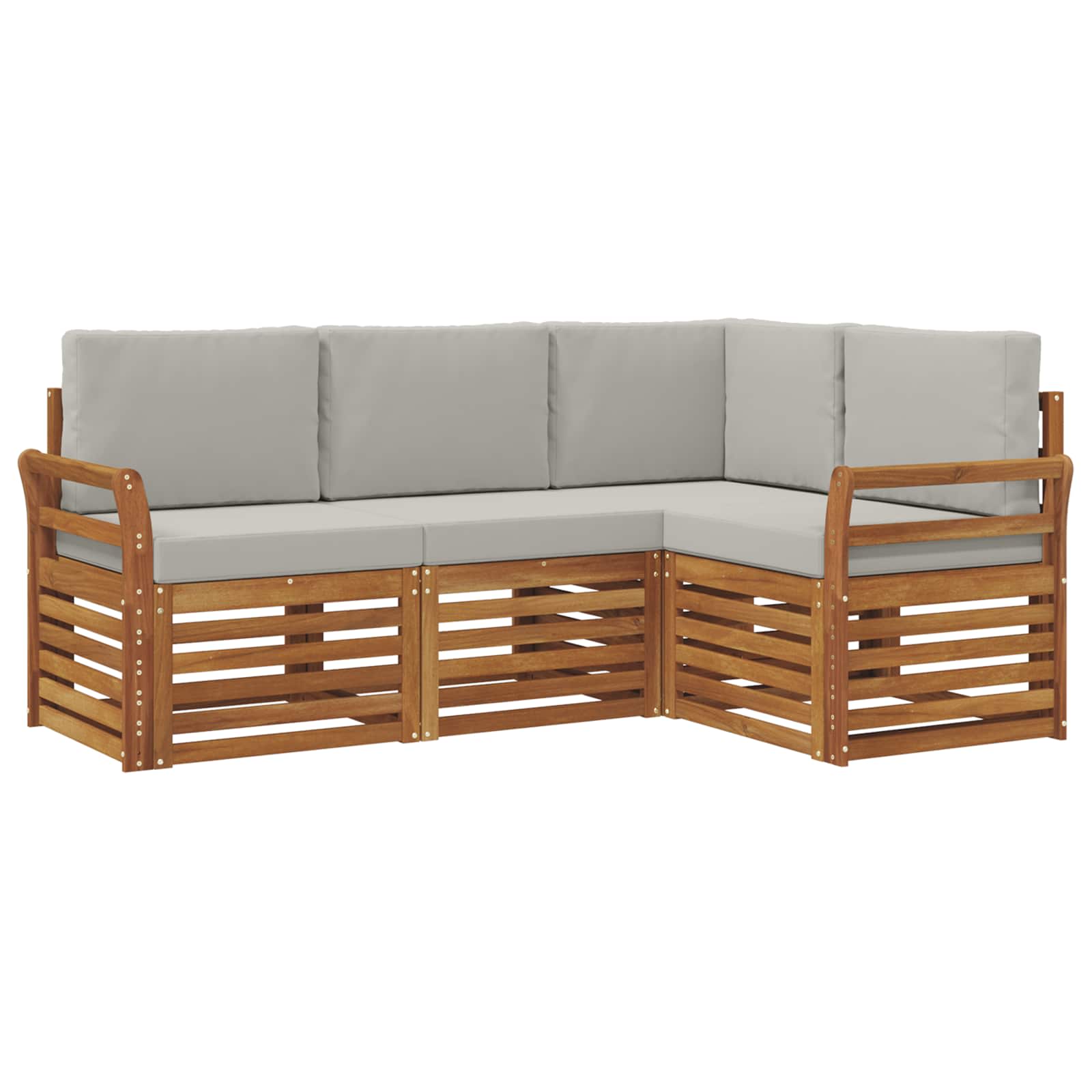 Setovi sofa 4 pcs Prirodna i svijetlo siva Čvrsto drvo akacije