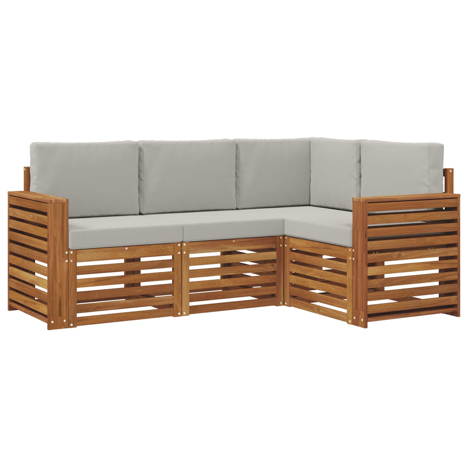 Setovi sofa 4 pcs Prirodna i svijetlo siva Čvrsto drvo akacije