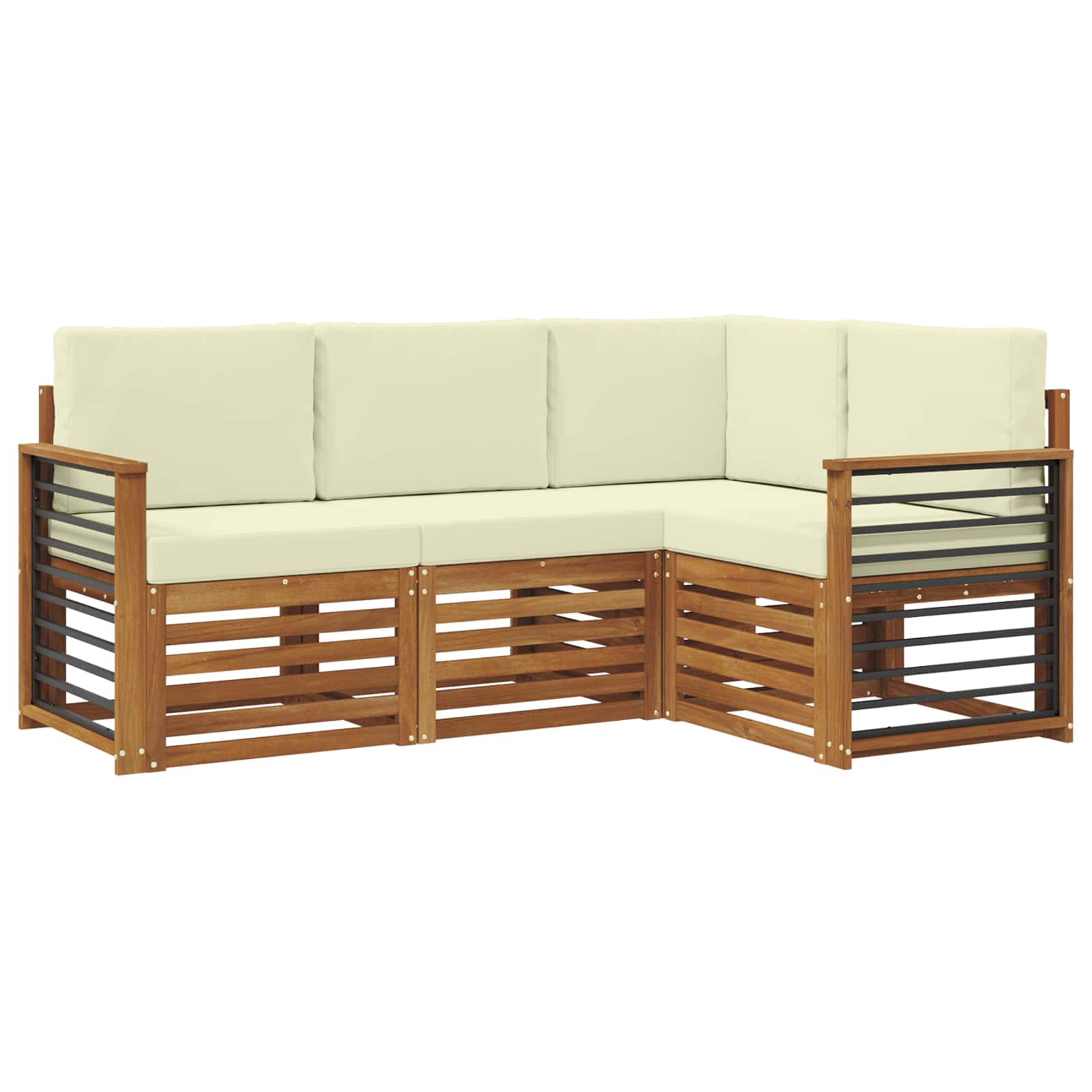 Setovi sofa 4 pcs Prirodna i krem Čvrsto drvo akacije