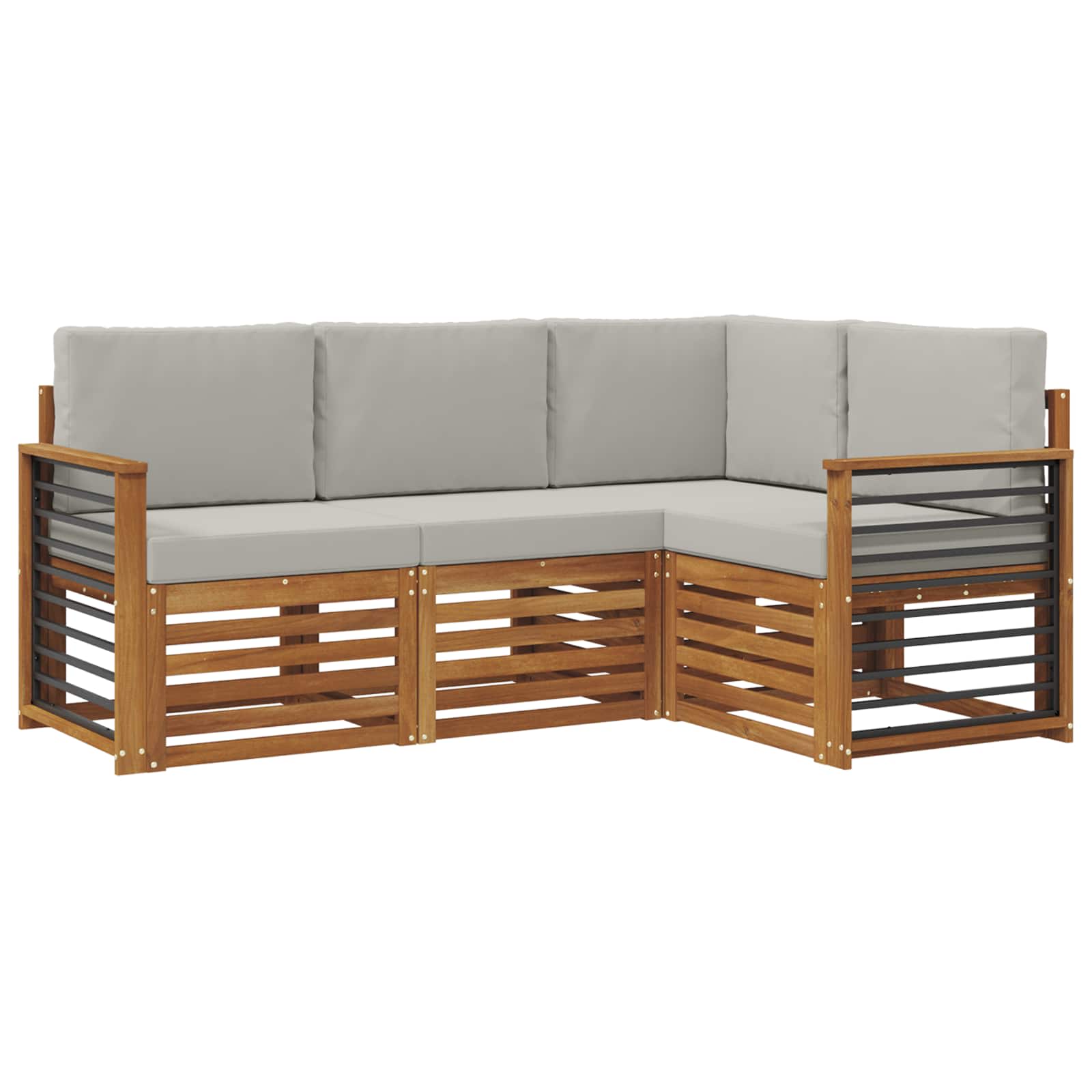 Setovi sofa 4 pcs Prirodna i svijetlo siva Čvrsto drvo akacije